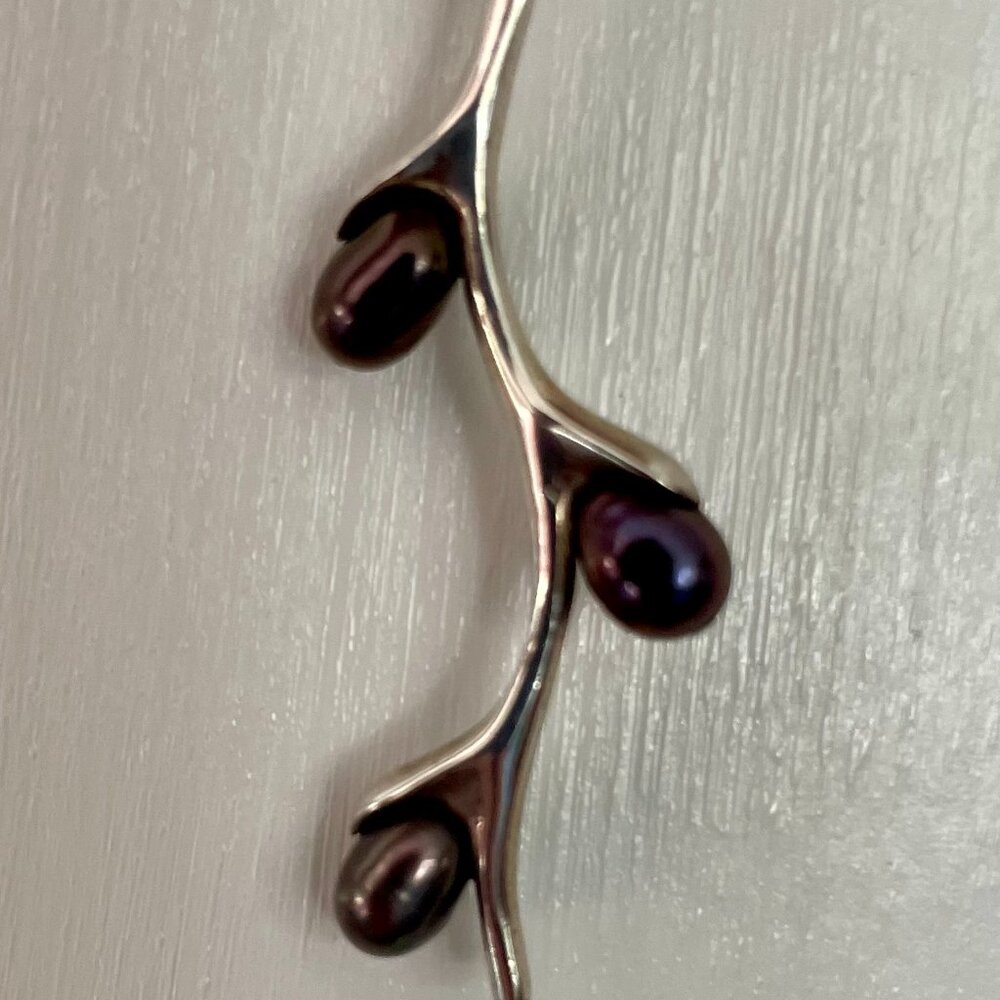 vintage stamped 925 silver and pearl pendent